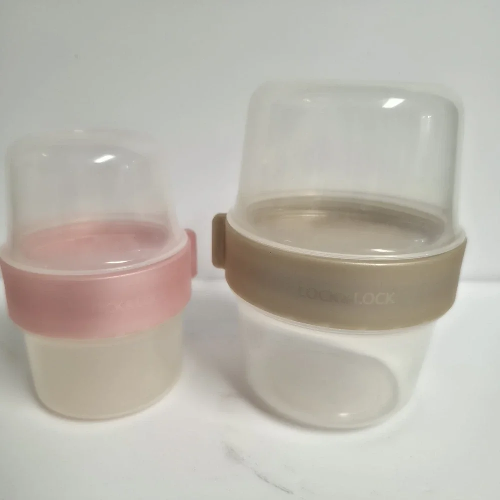 Lock & Lock Two-Way Plastic Cereal To Go Cup Set Food Storage Lunch Box Snack
